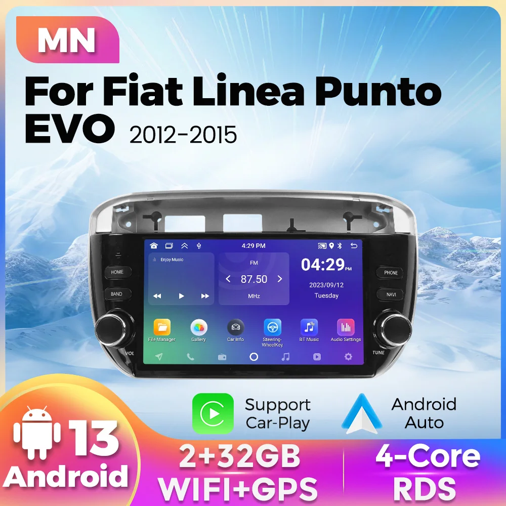 Für Fiat Linea Punto EVO 2012 2013 2014 2015 Carplay Auto Radio Android Auto Stereo GPS Navigation IPS Bildschirm Multimedia Player Image