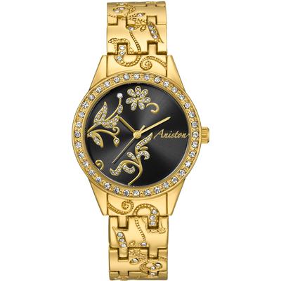 Quarzuhr, gold (goldfarben, schwarz), ANISTON JEWELRY & WATCHES, Armbanduhren, Damen, Armbanduhr, Damenuhr, Swarovski-Kristalle, neue Kollektion Image