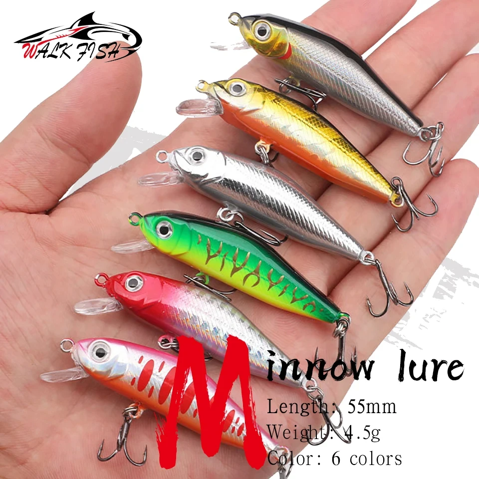 Walk Fish 5,5 cm 4,5g Angel köder schwimmende Elritze Köder 3d Augen Kunststoff Hart köder Pesca künstliche Jig Wobbler Kurbel köder Angeln Image