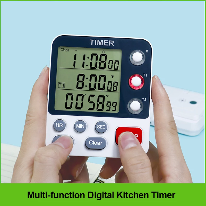 Digitaler küchen timer magnetischer koch Countdown-Timer 3 Kanäle 3-stufiger Lautstärke wecker LCD-Anzeige stumm blinkender Timer Image