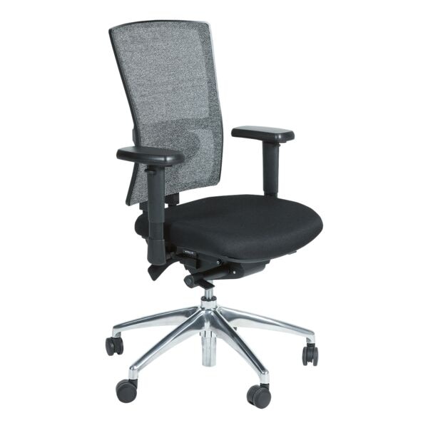 Schaffenburg Bürostuhl »Serie 400-NPR« mit Armlehnen Fußkreuz chromfarben Wollrücken silber