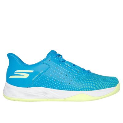 Skechers Men's Slip-ins Relaxed Fit: Viper Court Reload Sneaker | Size 8.0 | Blue/Lime | Textile/Synthetic | Vegan | Machine Washable | Arch Fit