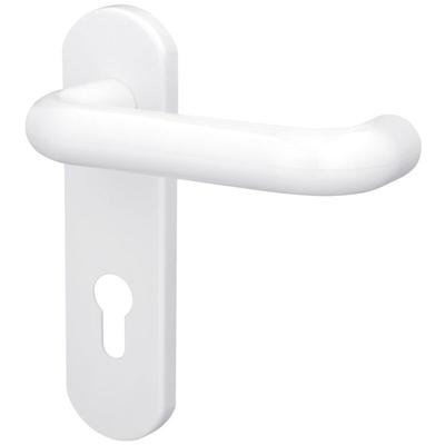 PZ-Kurzschildgarnitur Nylon Kunststoff weiß abgerundet Beschläge - Alpertec Image