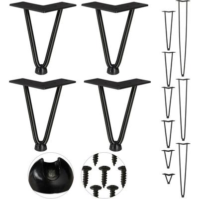 Hairpin Legs, 4er Set, 2 Streben, Metall, Haarnadel Tischbein für Hocker, Tisch & Schrank, 15 cm