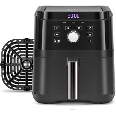 Heißluftfritteuse xxl, 6 Liter Air Fryer mit LED-Touchscreen und Knopf, 6 Funktionen, Vorheizen,