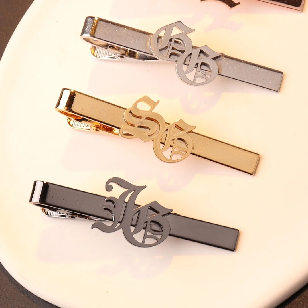 Pince à cravate avec initiales de nom personnalisées pour hommes, fermoir à cravate de mariage, barre de cravate pour hommes, épingle à cravate personnalisée, accessoires pour hommes
