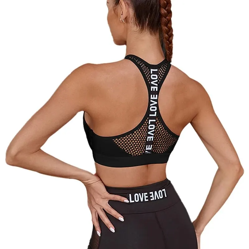 Femmes Sport soutien-gorge Fitness lettres Yoga soutien-gorge tasse course Yoga gymnase Fitness haut court femmes Push Up Bralette Sport soutiens-gorge