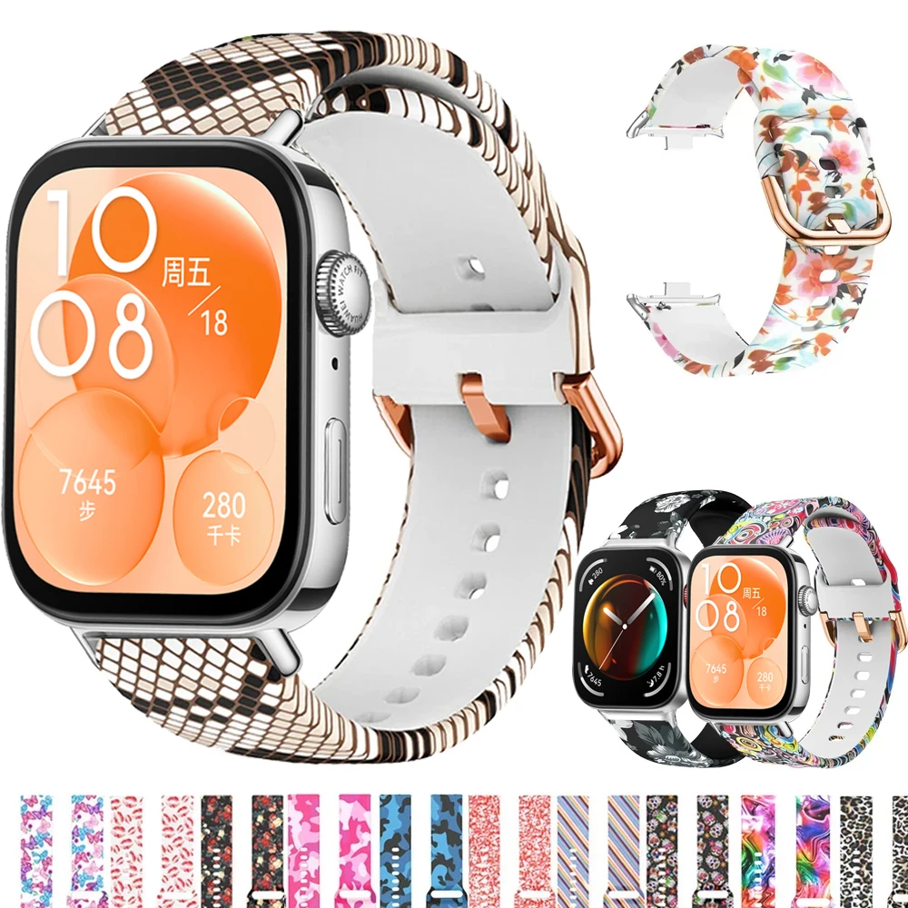 Druck armband für Huawei Uhr fit 3 Ersatz Silikon Smartwatch Armband Armband Correa Huawei Uhr Fit3 Zubehör Image