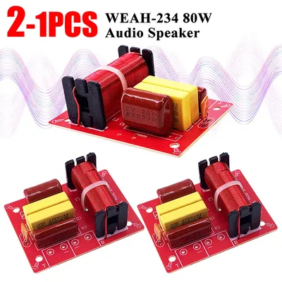 1-2PCS WEAH-234 80W Audio Speaker Crossover Circuit Treble Bass Module 2 Way HiFi Frequency Divider