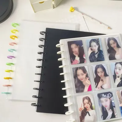 3Inch Kpop Photo Album Solid Colour Insert Loose-leaf Mushroom Hole Card Collection Book Photo Postcard Storage Card Holder