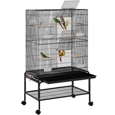 Yaheetech - Vogelkäfig groß, 79 × 49 × 134,5 cm, Vogelvoliere mit 3 Sitzstangen, Papageienkäfig mit