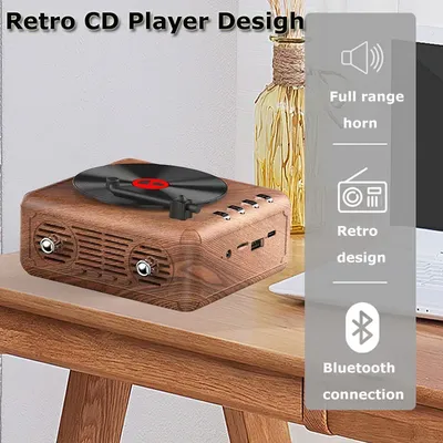 Tragbare FM Radio Buil-In Lautsprecher Mini Retro CD-Player Design Bluetooth-Lautsprecher USB-TF-Karte MP3-Musik-Player Typ-C-Aufladung