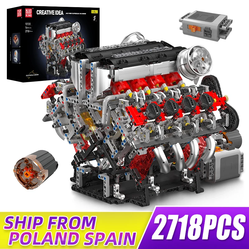 MOULD KING 2718 technische f488 Supersport wagen v8 Motor Modell Stück Bausteine Spielzeug Set mit Motor Image