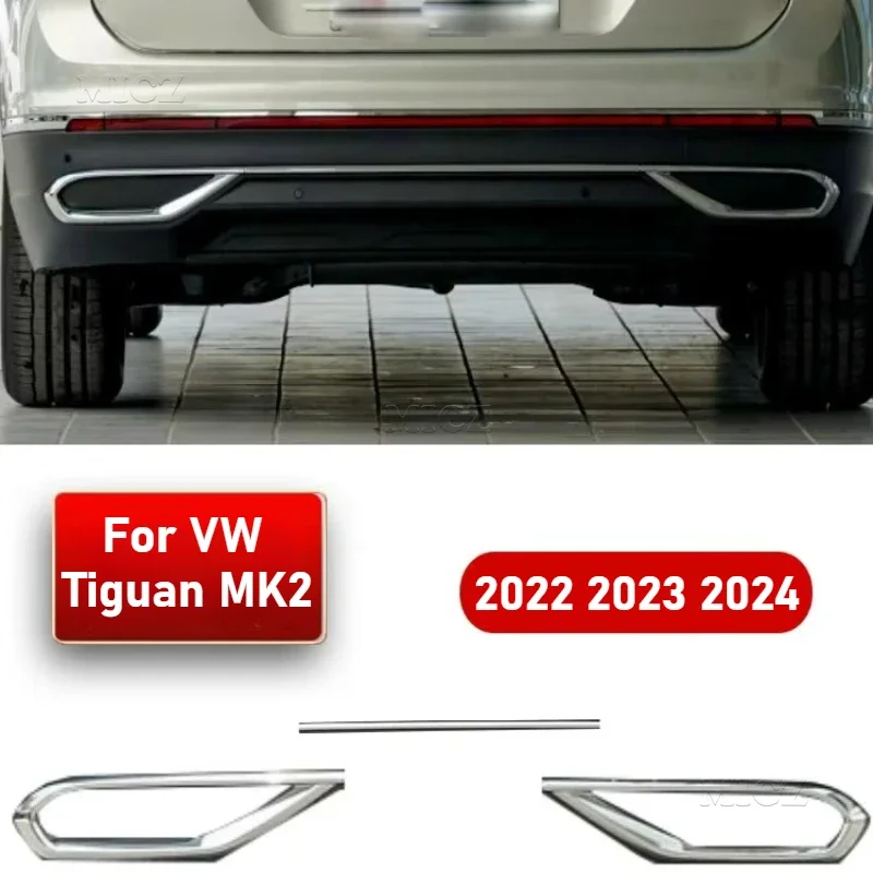 Für Volkswagen Tiguan 2 2022 2023 2024 Chrom Auspuff Ansicht Diffusor Edelstahl ABS VW Außen Auto Zubehör Teile Image