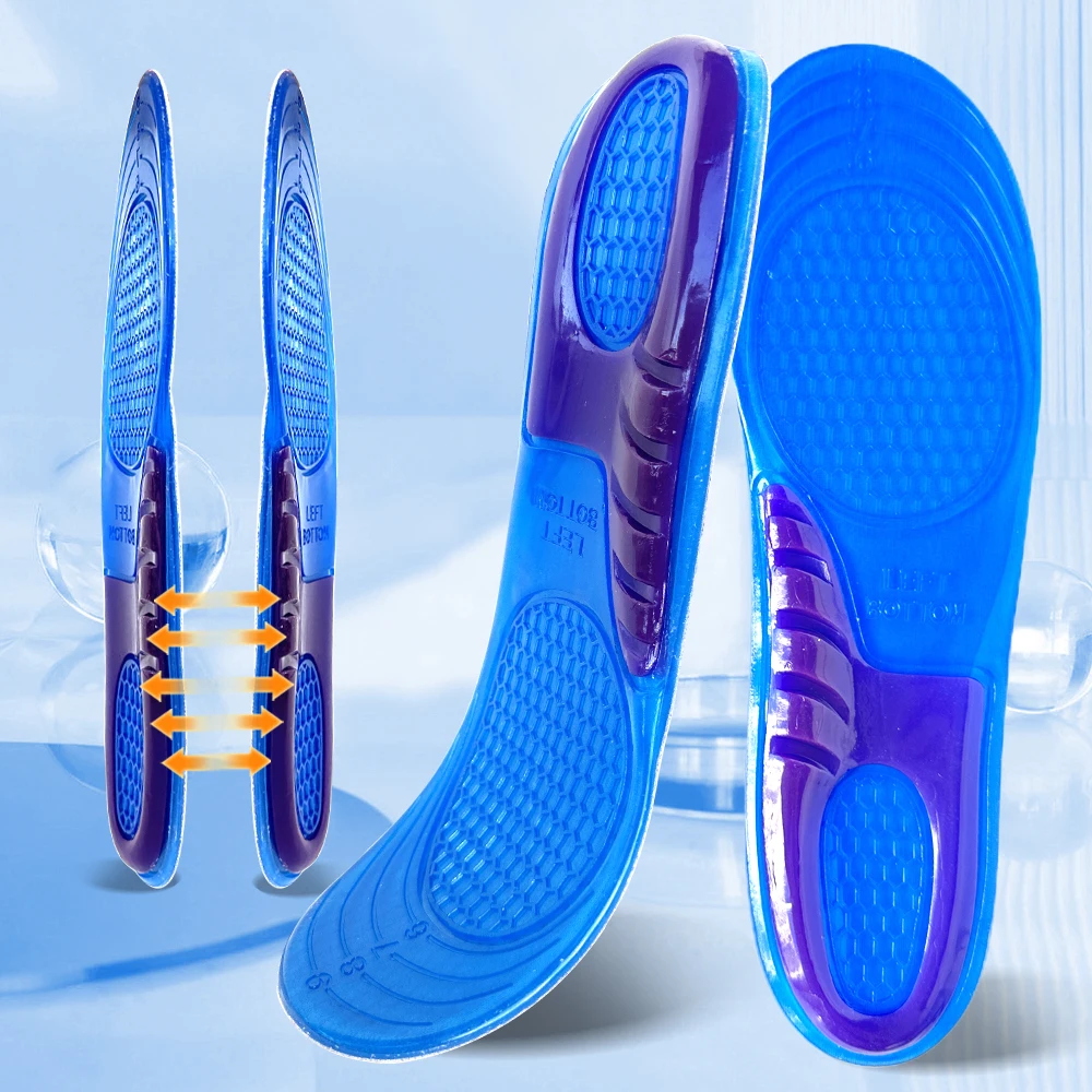Silikon Gel Einlegesohlen Für Schuhe Weiche Stoßdämpfung Sport Schuhe Sohle Anti-slip Vorlage Für Mann Frauen Fuß Pflege einsätze Image