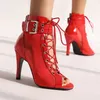 Schwarz Rot Frauen Tanz Stiefel high Heels Sexy Stilettos Frau Latin Dance Schuhe Für Damen Party Tanz Schuhe Stiefel