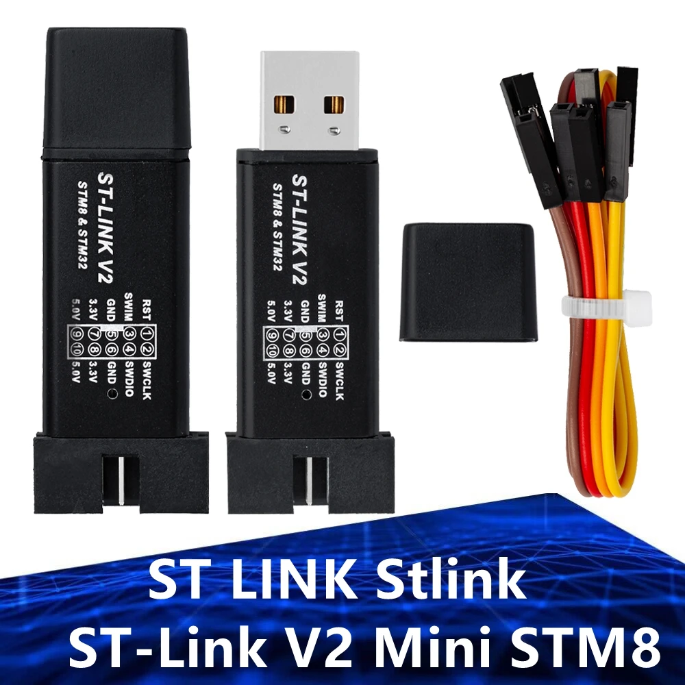 ST LINK Stlink ST-Link V2 Mini STM8 STM32 Simulator Download Programmierer Programmierung mit Abdeckung DuPont Kabel Image