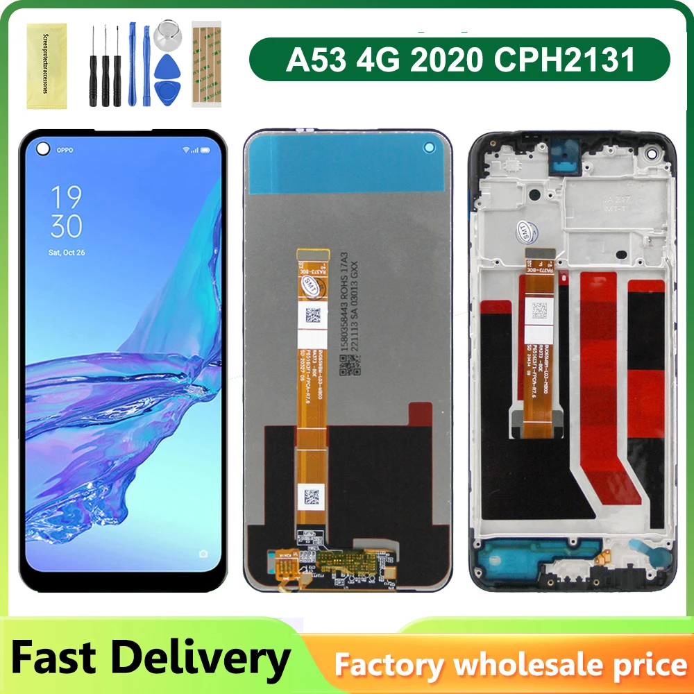 6,5-Zoll-LCD-Touchscreen-Digitizer-Vollmontage für OPPO A53 4G / A53 5G LCD-Display-Ersatz / mit Rahmen Image