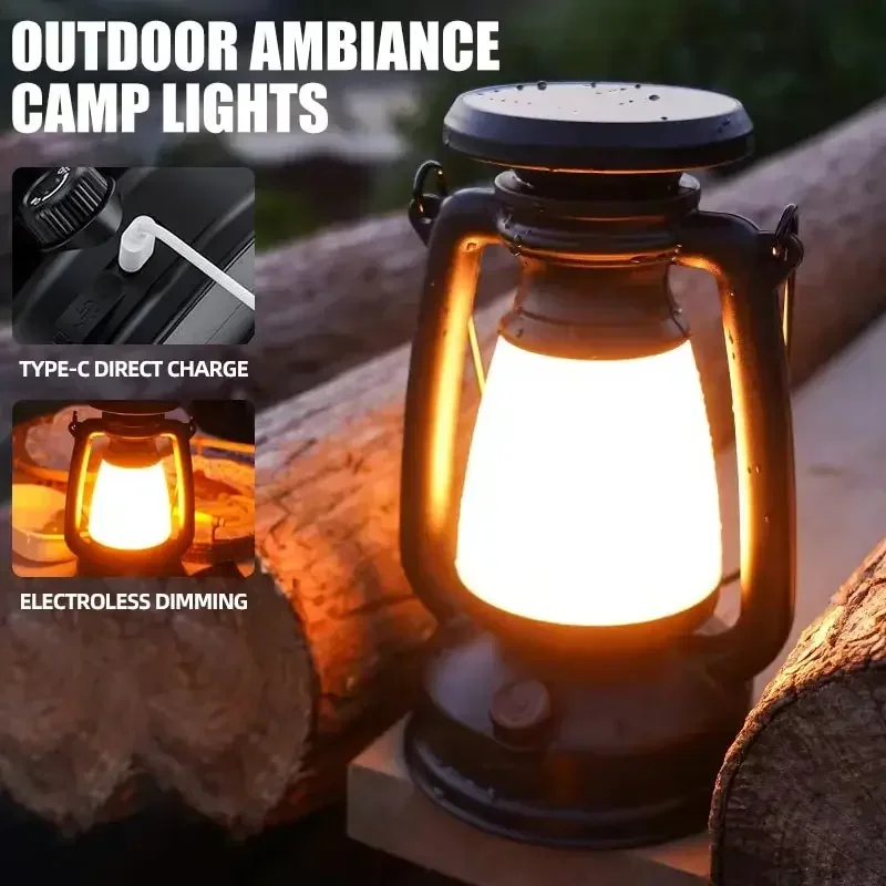Charge décoration atmosphère lumière rétro cheval lumière Led lampe de bureau en plein air Camping barre lumière Table lumière lanterne décor à la maison