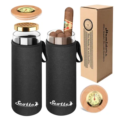 Scotte-Cigar Case Humidor Gift Box, Humidor, Humidor, Humidor, Hygrometer, humidifier Travel Cigar Tube for 4 to 5 Cigars