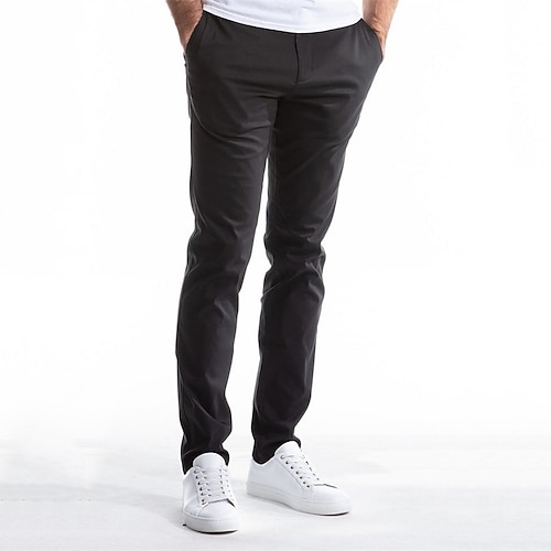 Herren Anzughosen Hose Hosen Chinesisch Chino Knopf Tasche Einfarbig Komfort Formal Party Arbeit Modisch Klassicher Stil Armeegrün Rauchgrau Mikro-elastisch Image