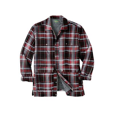 Men's Big & Tall Flannel Full Zip Snap Closure Renegade Shirt Jacket by Boulder Creek in Black Plaid (Size 2XL)