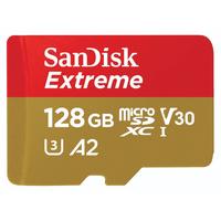 SANDISK Speicherkarte microSDXC Extreme, rot (gold, rot), 128 GB, Speicherkarten