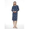 Nachthemd MEY "SCRIBBLED DOTS", Damen, Gr. 44, N-Gr, blau (deep marine), Single Jersey, Obermaterial: 100% Baumwolle, casual, bequem knielang, Rundhals, Langarm, Kleider, Länge in Größe 38: circa 110 cm