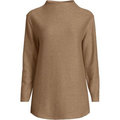 Cosy Cable Funnel Neck Tunic, Women, size: 10-12, regular, Brown, Viscose/Poly-blend/Nylon-blend, by Lands' End