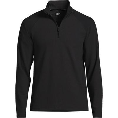 Social Active Textured Half Zip Top, Men, size: 50-52, regular, Black, Spandex/Lyocell/Poly-blend, by Lands' End