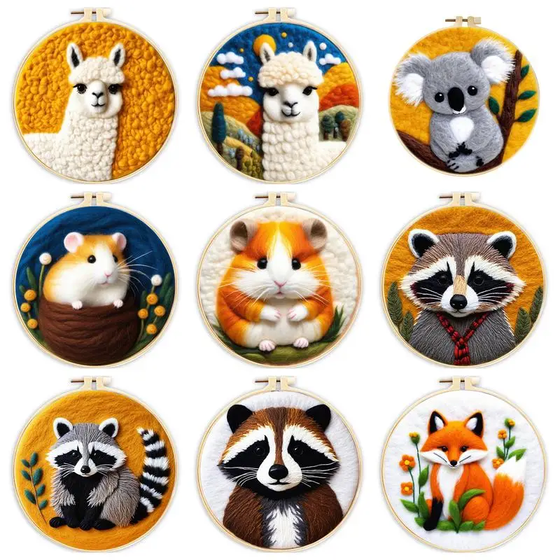 CHENISTcocktail-Kit de peinture en feutrage de laine, 20x20cm, alpaga, hamster, bricolage, feutre aninal, artisanat, feutre GT, cadeau de travail manuel