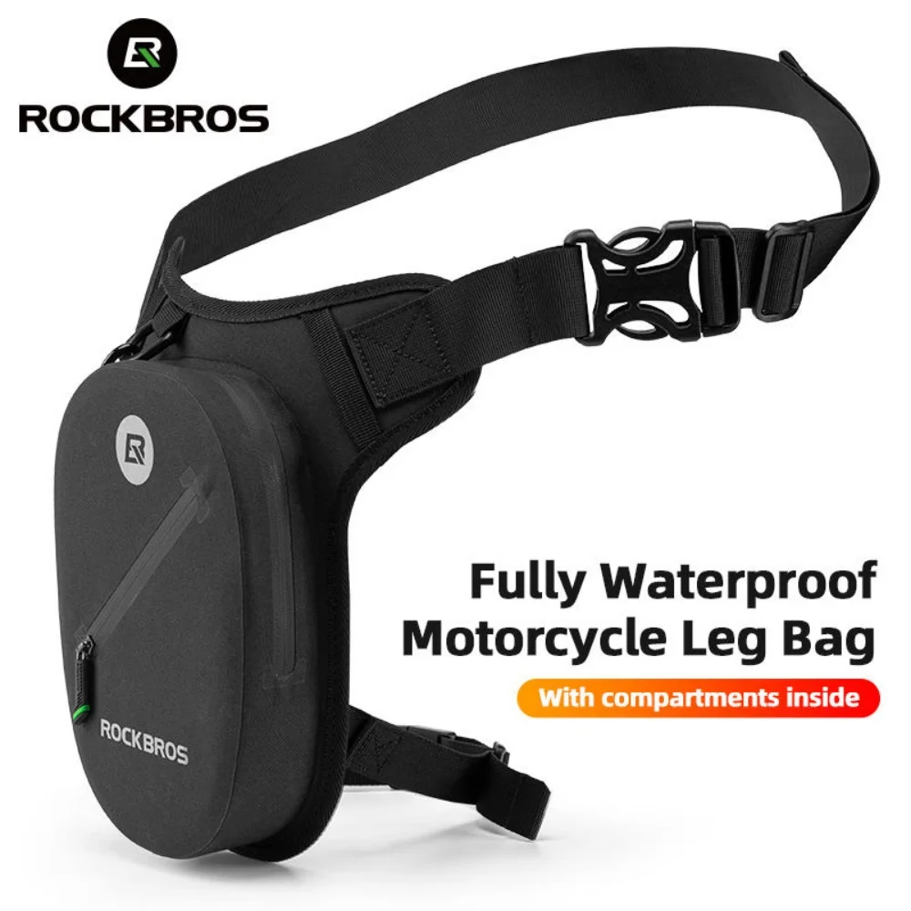 ROCKBROS Sac de jambe de moto étanche, sac de taille de chevalier, sac à bandoulière de moto, équipement d