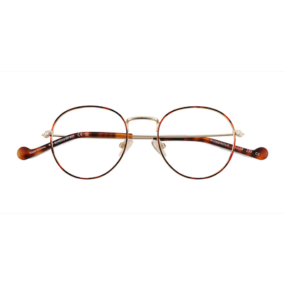 Unisex s round Shiny Gold Tortoise Metal Prescription eyeglasses - Eyebuydirect s Wondrous