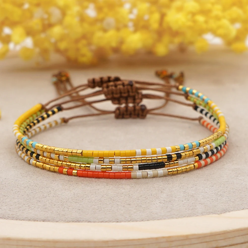 Go2Boho bracciale con perline minuscole perline di semi di Miyuki impilabile braccialetto delicato braccialetti con cordino regolabili gioielli minimalisti di tutti i giorni