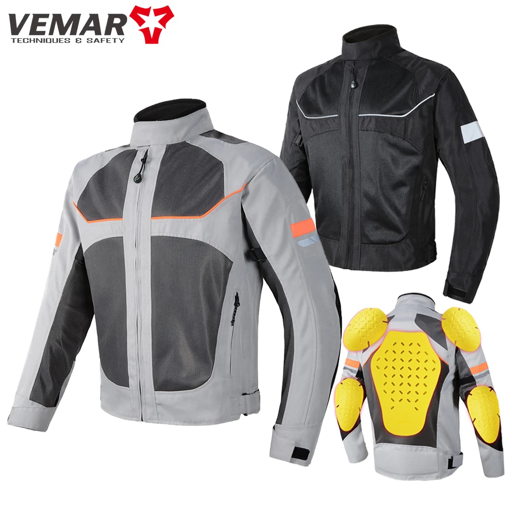 Vemar Sommer Männer Motorrad Jacke Motocross Schutz Getriebe Jacke Mantel Männlichen Racing Reflektierende Oxford Kleidung Motorrad Jacke Image