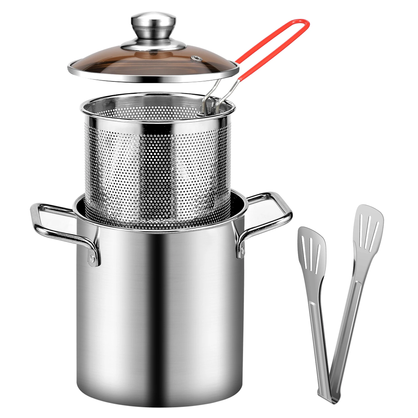 Neue Tiefe Braten Topf Küche Friteuse Mit Sieb Edelstahl Tempura Friteuse Pan Braten Topf Huhn Gebratenes Huhn Kochen Werkzeuge Image