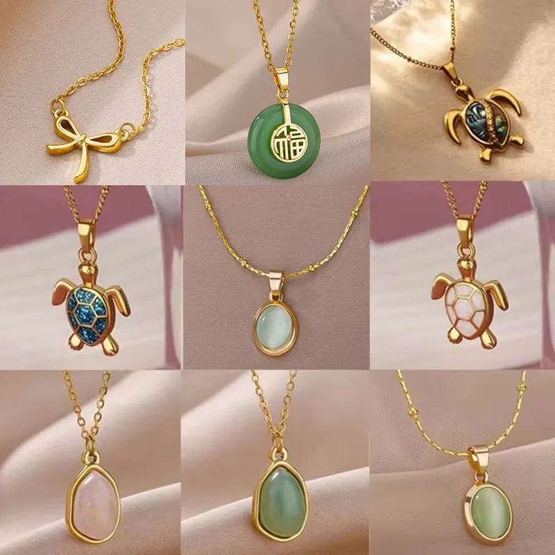 Collana colorata con tartaruga marina stella marina per donna Collana con tartaruga in acciaio inossidabile color oro Matrimonio Natale Regalo di gioielli Boho
