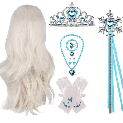 Elsa Perücke Dress up Party Zubehör Kinder Rayon Schneekönigin Untie Haarperücke Kopfbedeckung Kinder Halloween Versorgung Prinzessin Haarperücke Image