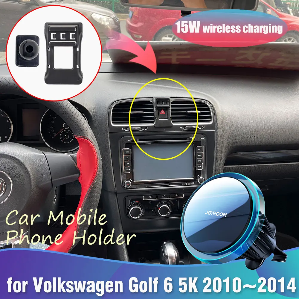 15w Telefon halter für Volkswagen VW Golf 6 mk6 5k 2010 ~ 2014 2011 2012 2013 Clip magnetisches kabelloses Schnell laden mit Lichtern Zubehör iPhone Image