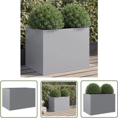 Pflanzkübel Silbern 62x47x46 cm Verzinkter Stahl - Blumentopf - Stahltöpfen - Gartentöpfe Image