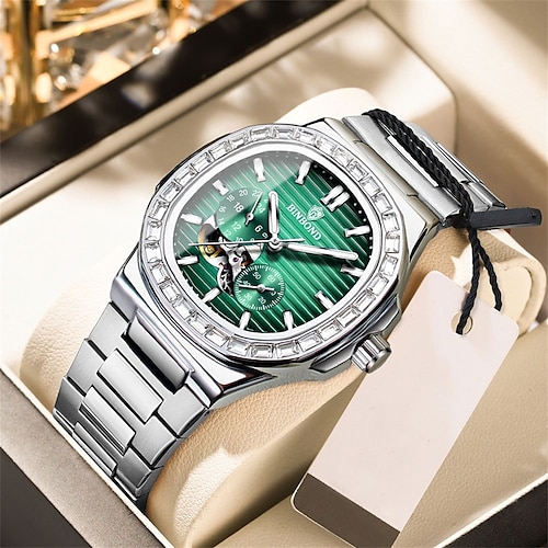 BINBOND Herrenmechanische Uhr Kreative Mode Geschäfts Armbanduhr Automatisch Selbstaufzug Luminous Kalender Wasserdicht Stahl Leder Uhr Image