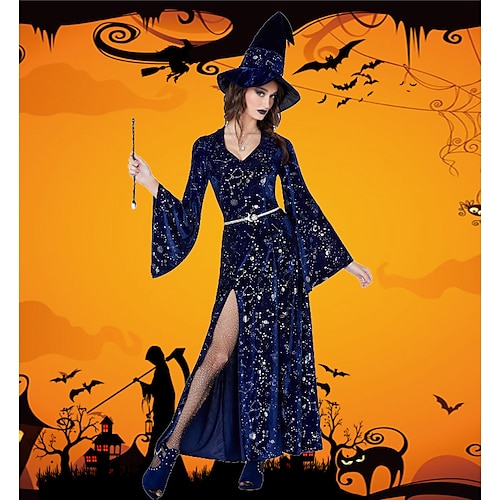 Paare Hexen Paare Kostüme Frauen Film Cosplay Cosplay Halloween Weinrot Schwarz Rot Kleid Halloween Karneval Maskerade für Walpurgisnacht Image