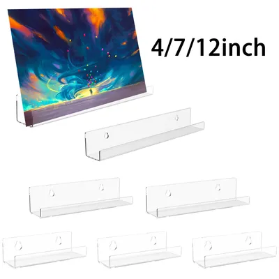 6/8/12pcs Records Holder Acrylic Wall Mount Self Adhesive Album Disc Show Floating Rack Clear Vinyl