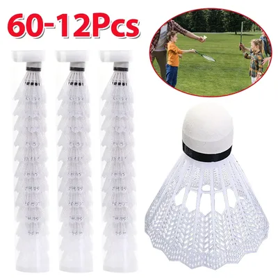 60-12pcs Plastic Training Ball Lightweight Badminton for Hitting Practice Portable Shuttlecocks for