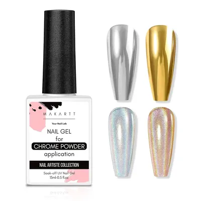 Makartt Gel Top Coat for Chrome Nail Powder - 15ml No Wipe High Gloss Top Coat Gel Nail Polish