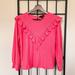 J. Crew Tops | J. Crew Waffle Texture Ruffle Front Peasant Top Sz Xs | Color: Pink | Size: Xs