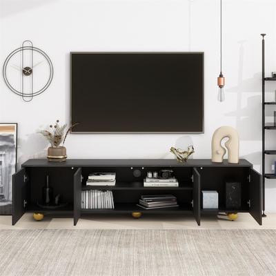 Entertainment Center with Storage Cabinets and 1 Adjustable Shelf