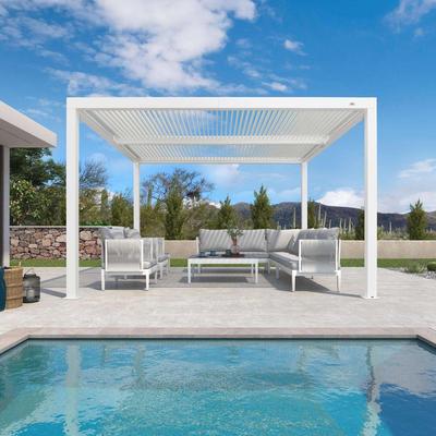 PURPLE LEAF Louvered Pergola Modern White Pergola with Adjustable Roof for Deck Backyard Garden