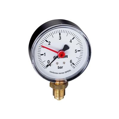 Manometer Bar 0-6 mit 1/4'-Anschluss und rückseitiger Mittelstellung Caleffi 557106 1/4' - 0-6 Image