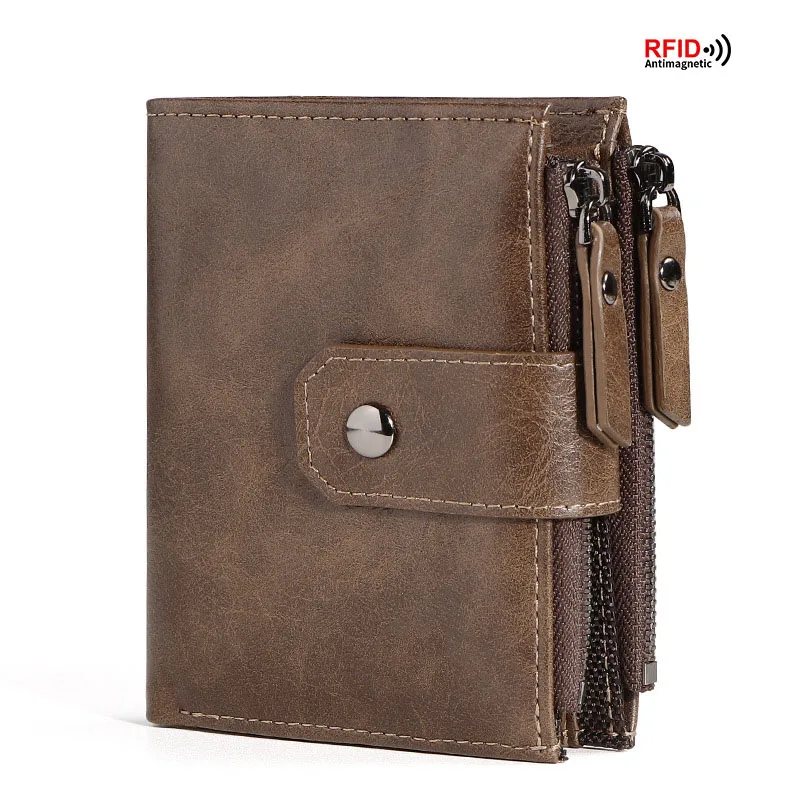 2024 nuovi uomini portamonete portafoglio RFID blocco cerniera vintage portafoglio in pelle PU porta carte di credito sacchetto di soldi portafoglio uomo